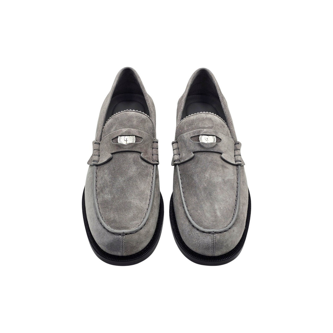 Christian Louboutin Plato Penny's Loafers Gray Suede EU 39.5 US 6.5 - NWOB $1120
