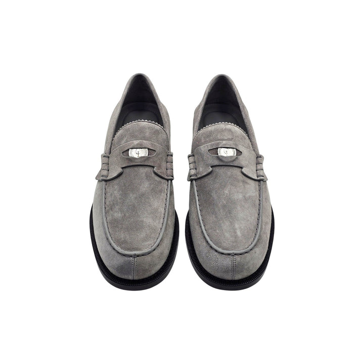 Christian Louboutin Plato Penny's Loafers Gray Suede EU 39.5 US 6.5 - NWOB $1120