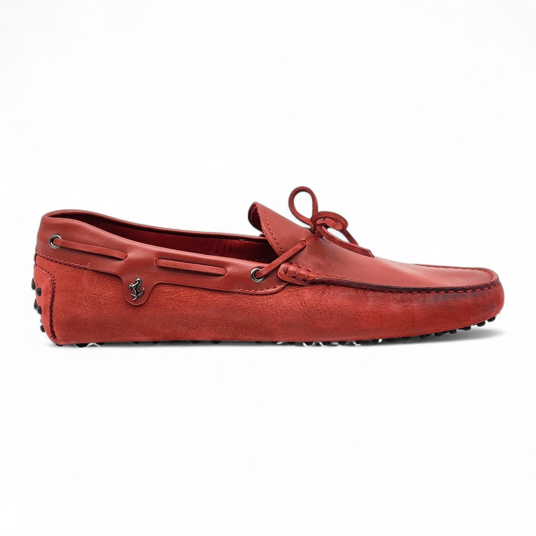 Tod’s for Ferrari Gommino Driving Leather Loafers Red UK 11.5 US 13