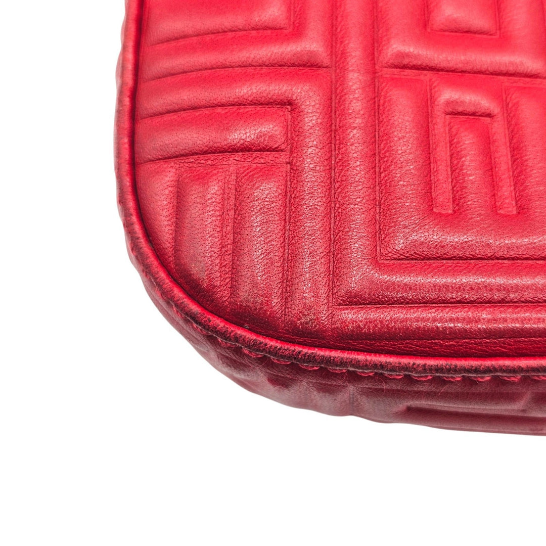 Fendi Monogram Mama Baguette Leather Shoulder Bag in Red