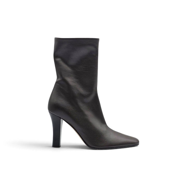 The Row Mona 80 Women's Leather Mid-Calf Boots Dark Brown EU 38 US 8 NWOB $3000