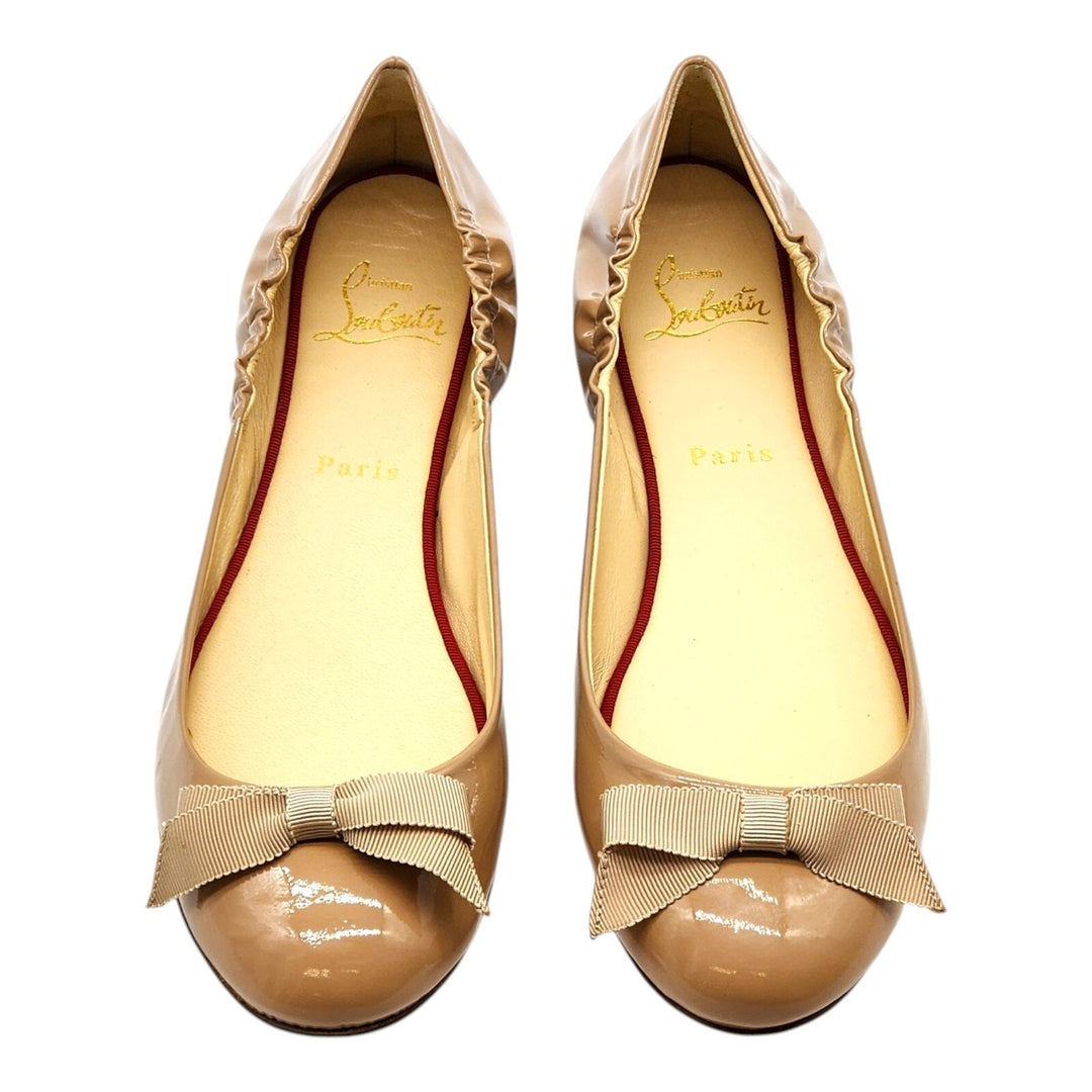 Christian Louboutin Gloriana Patent Leather Ballet Flats Nude EU 39.5 US 9 $745