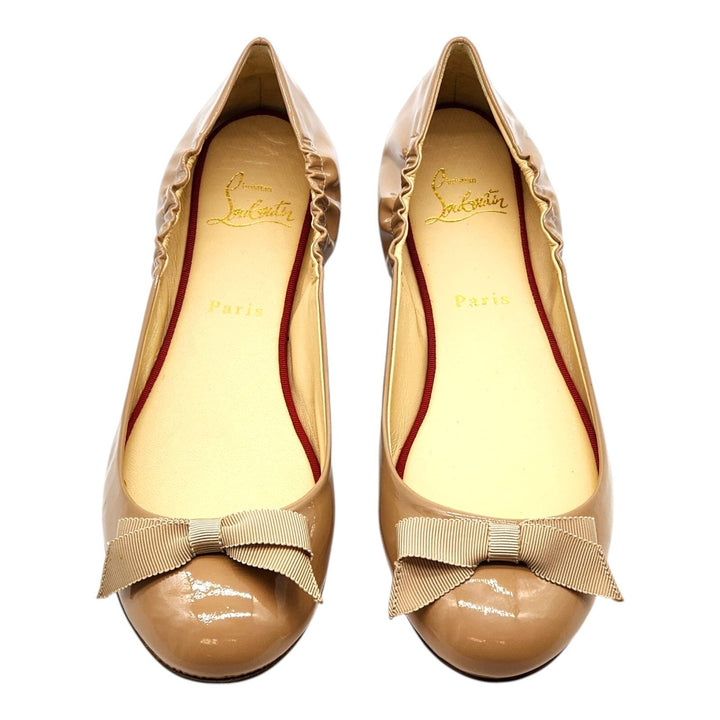 Christian Louboutin Gloriana Patent Leather Ballet Flats Nude EU 39.5 US 9 $745