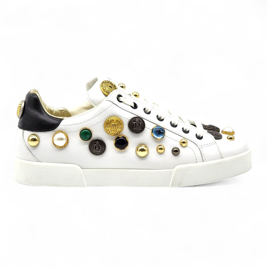 Dolce & Gabbana Embellished Leather Sneakers EU 42 US 9
