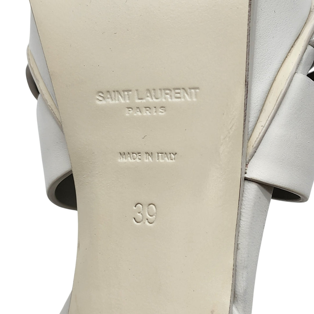 Saint Laurent Tribute Platform Leather Sandals Pumps White EU 39 US 8.5 - $1100
