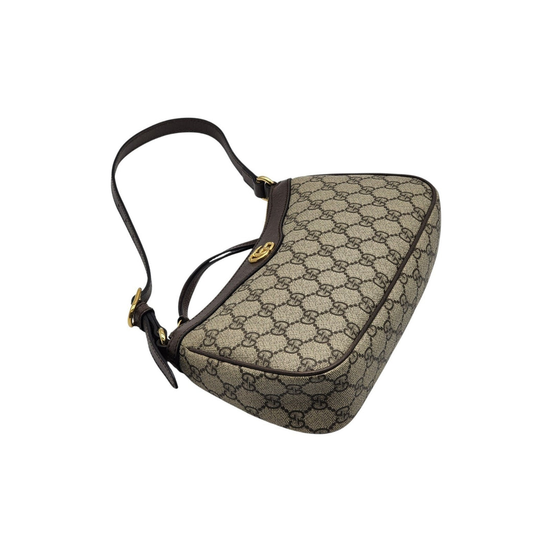 Gucci GG Supreme Monogram Small Ophidia Hobo Shoulder Bag Ebony Beige Brown
