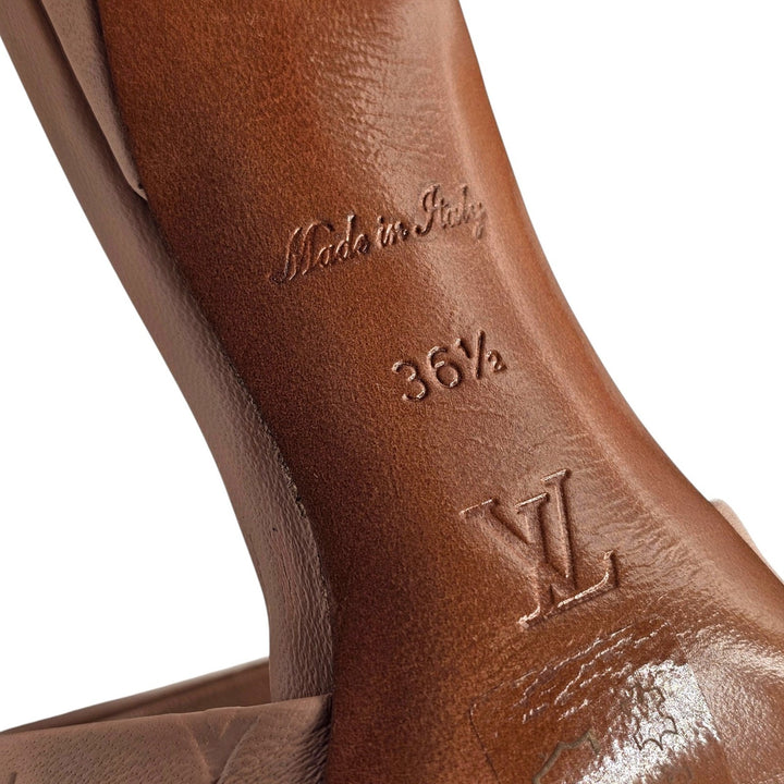 Louis Vuitton Revival Embossed Monogram Lambskin Leather Mules EU 36.5 US 6.5