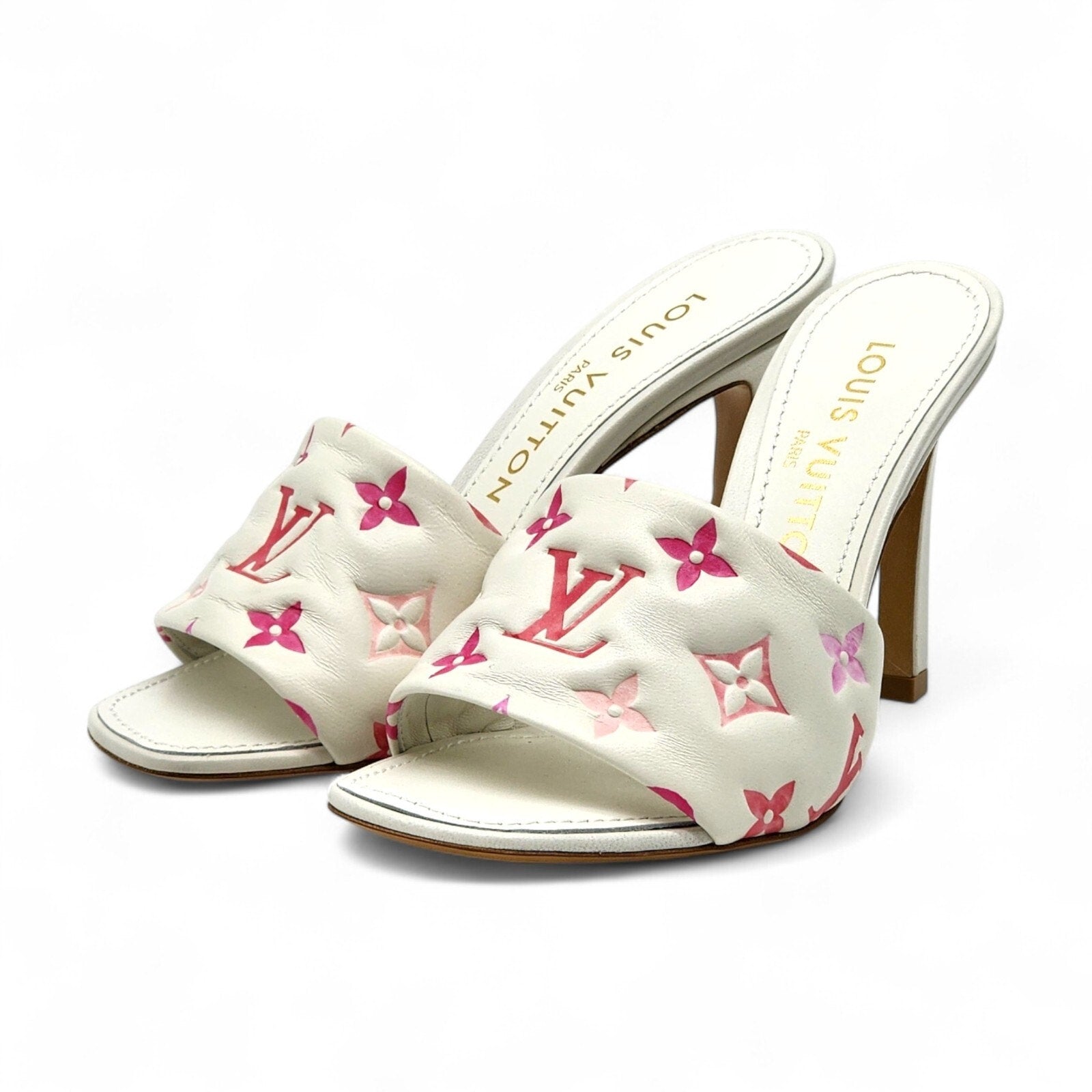 Louis Vuitton Revival Mule Heel Leather Sandals Monogram