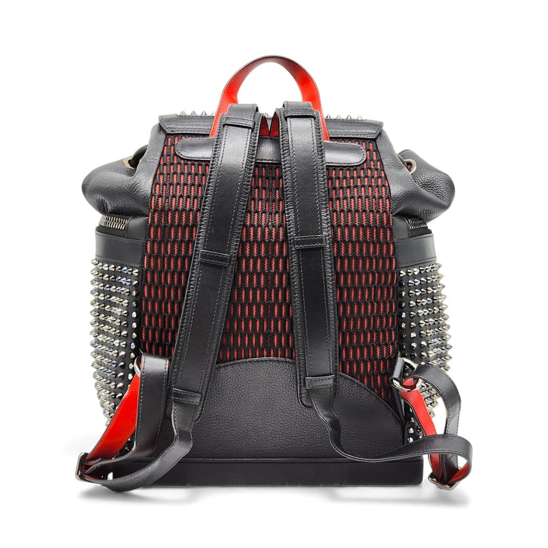Christian Louboutin Spike Studs Explorafunk Black Leather Backpack - Preowned