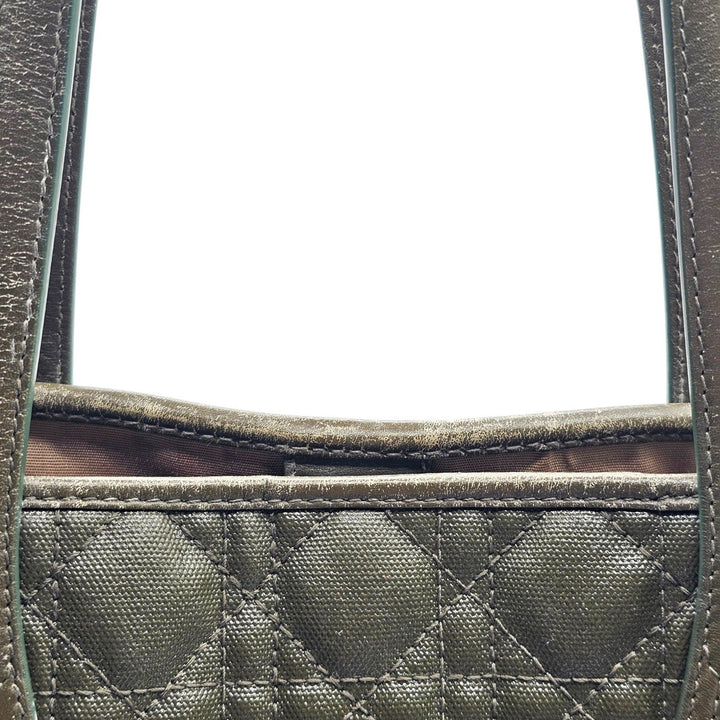Christian Dior Medium Panarea Tote Olive Cannage Quilted Canvas Gold Charm