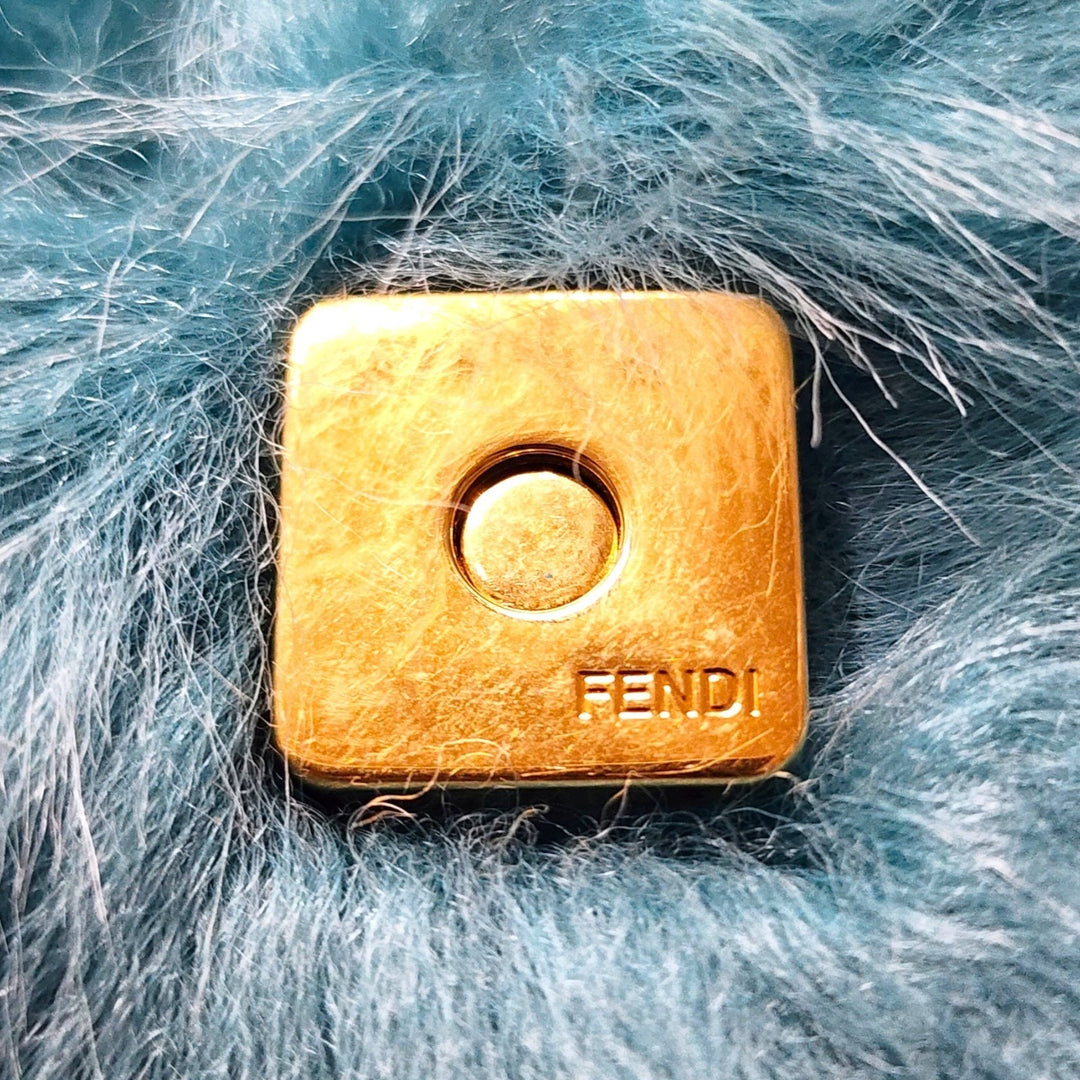 Fendi Baguette Waist Bag Fanny Pack Shearling Fur and Leather in Blue