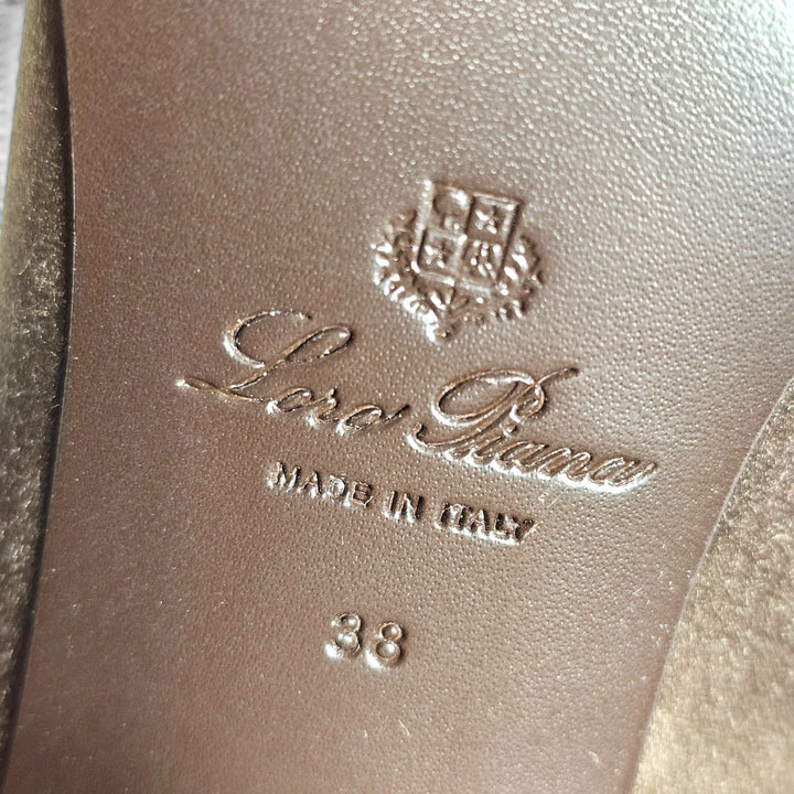 Loro Piana Alba Heeled Mules Olive Shadow FAR1163 51MM EU 38 US 8 - NWOB $1900