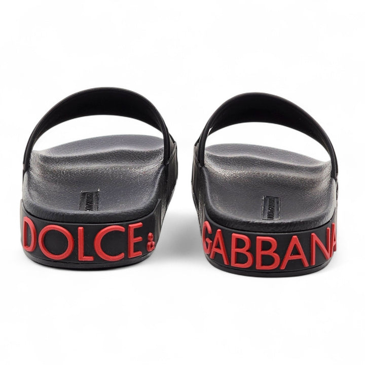 Dolce & Gabbana Logo Saint Barth Rubber Pool Slides Black EU 39 US 9
