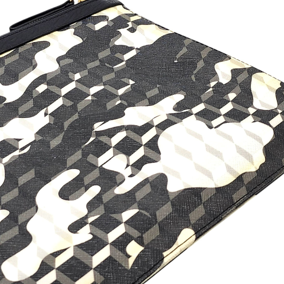 Pierre Hardy Camouflage Geometric Print Pouch in Black White - Mint Condition