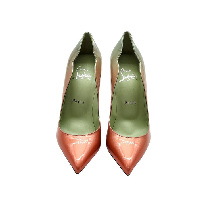 Christian Louboutin Hot Chick Leather Pumps Degrade Blush Green EU 38 US 8 - NWB