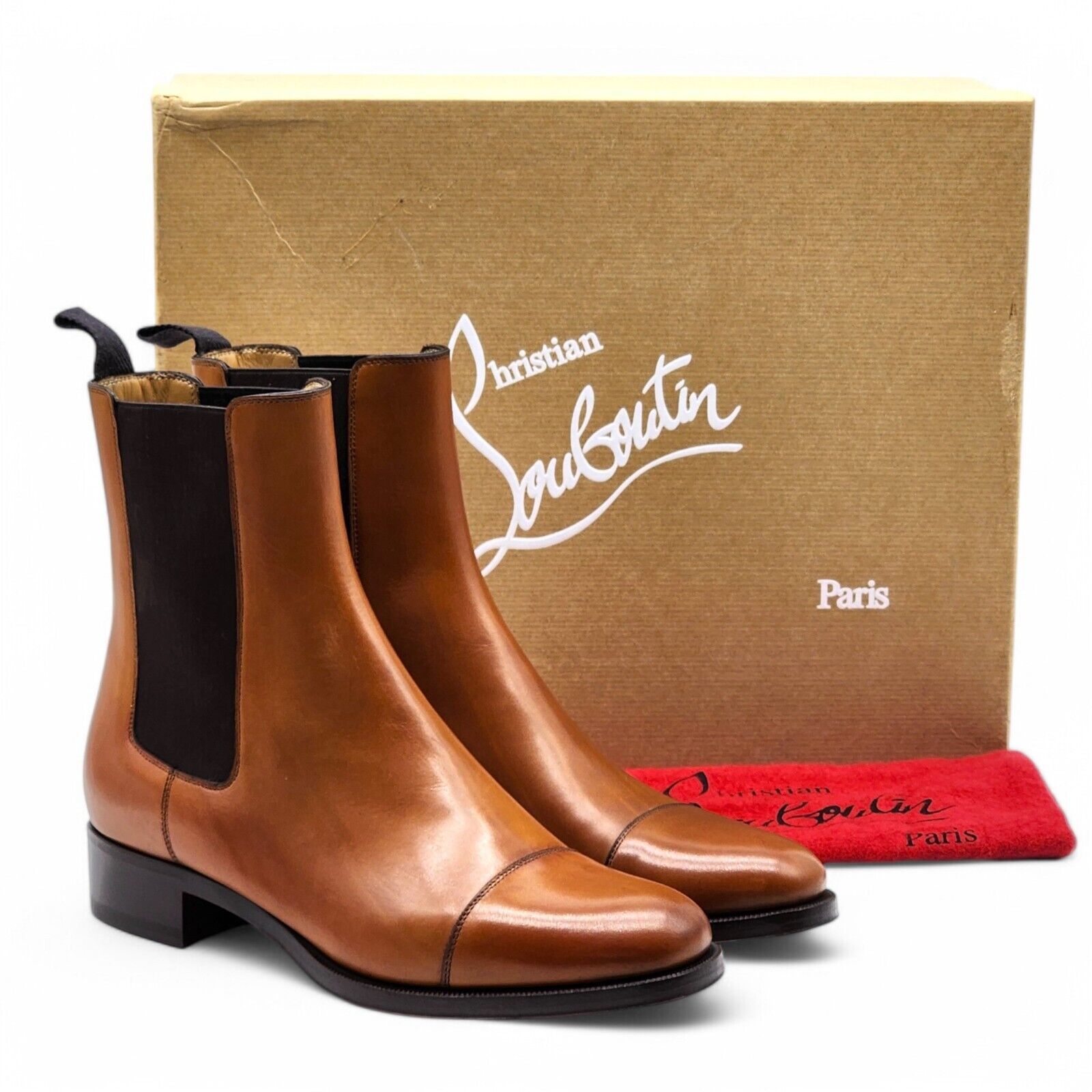 Christian Louboutin ブラウン モカシン／サイズ39 Christian Louboutin Antonio Chelsea Leather Boots - Brown - EU 39
