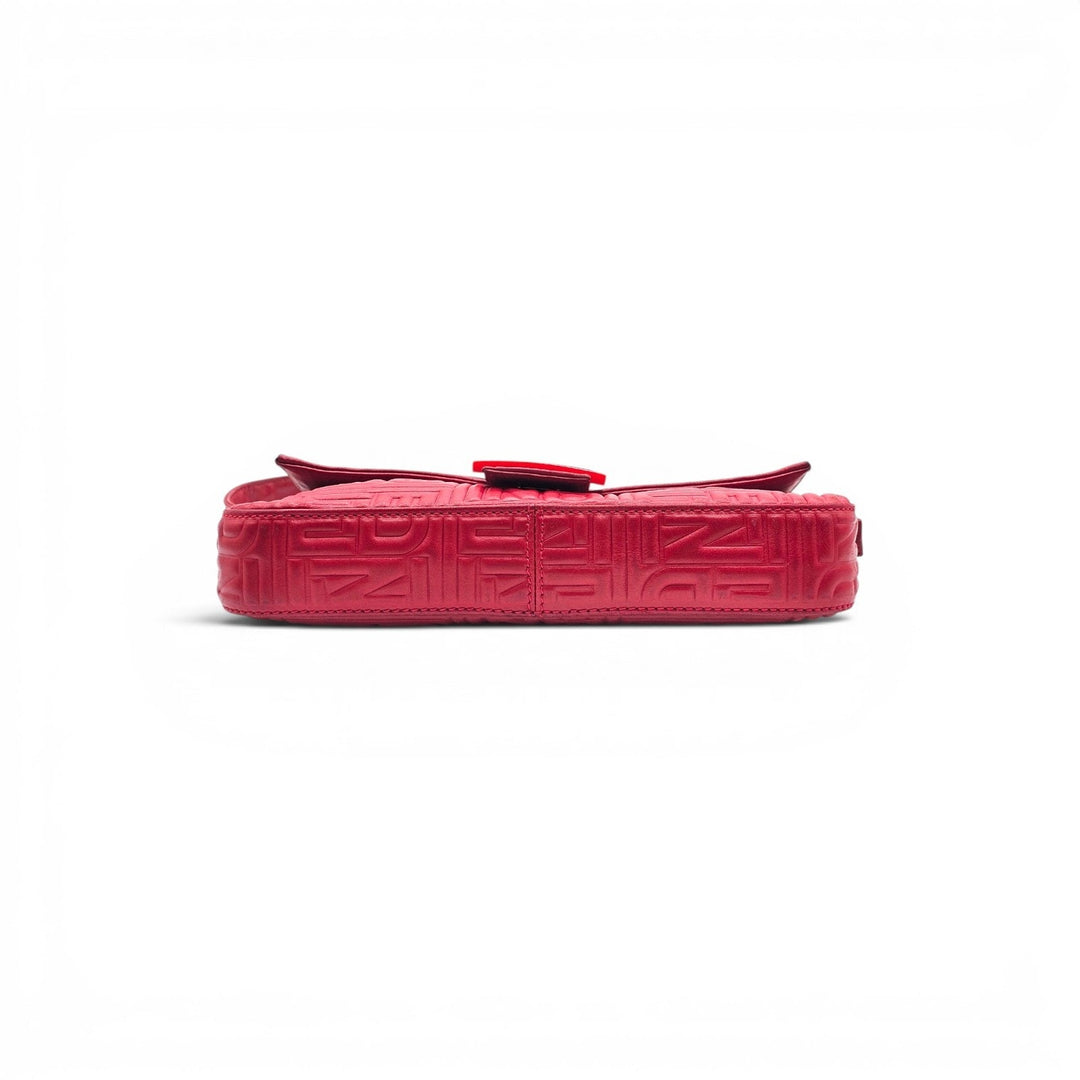 Fendi Monogram Mama Baguette Leather Shoulder Bag in Red