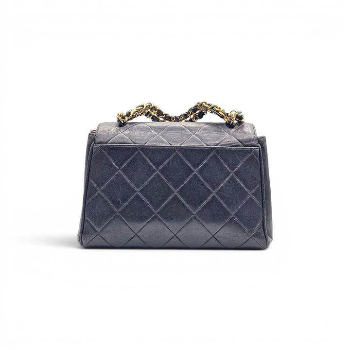 Vintage Chanel Black Quilted Lambskin Flap Shoulder Bag with Gold Hardware