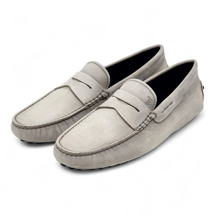 Tod's City Gommino Driving Penny Leather Loafers Gray UK 6 US 7.5