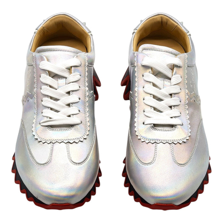 Christian Louboutin Loubishark Low Top Leather Sneakers Silver EU 41 US 8