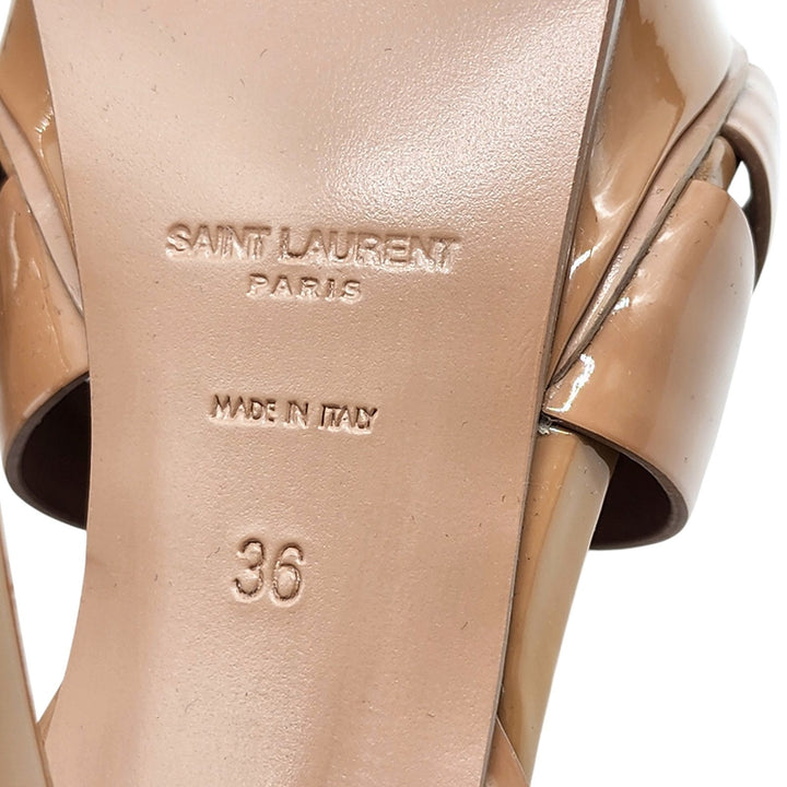 Saint Laurent Tribute Platform Leather Sandals Pumps Tan Brown