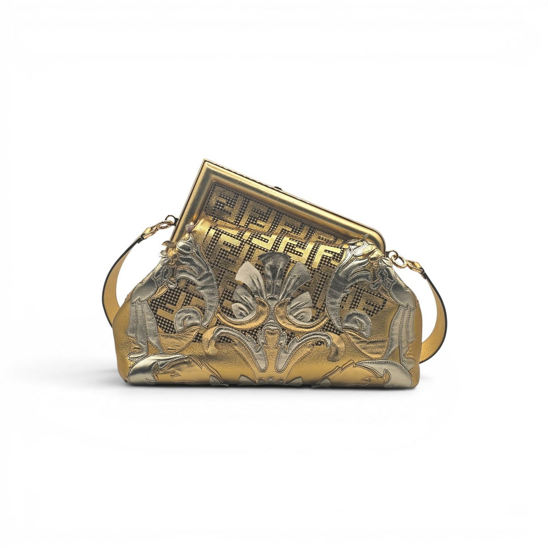 Fendi x Versace Fendace Fendi First Medium Gold Baroque Bag 8BP127 - NWOT