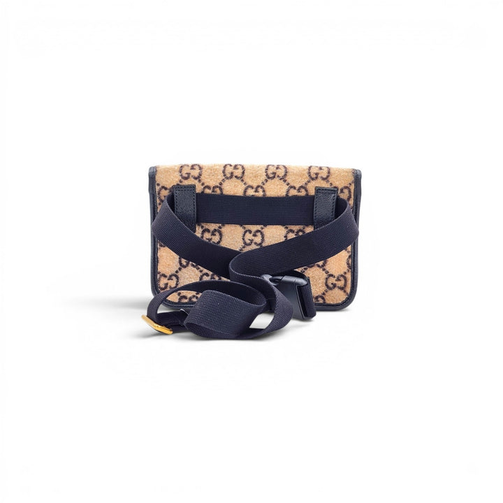 Gucci Belt Bag Fanny Pack Shoulder Bag GG Supreme Wool with Leather Ebony Brown