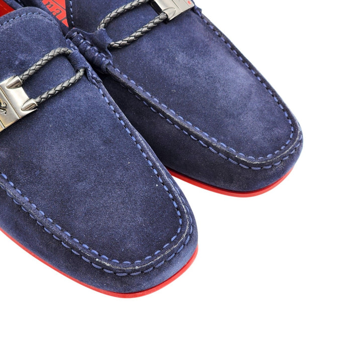 Tod’s for Ferrari Suede Gommino Driving Loafers Navy Blue UK 7 US 8