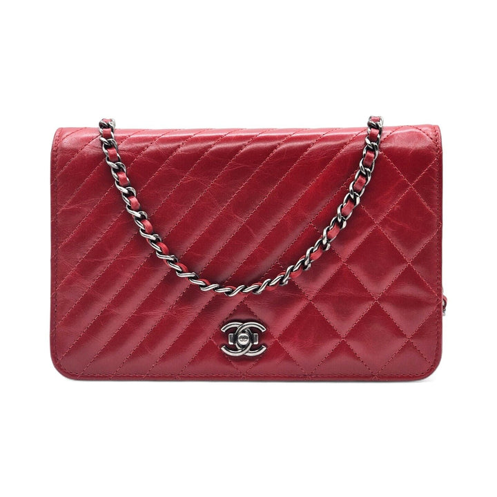 Chanel Coco Boy Wallet on Chain WOC Shoulder Bag - Glazed Calf Leather - Red