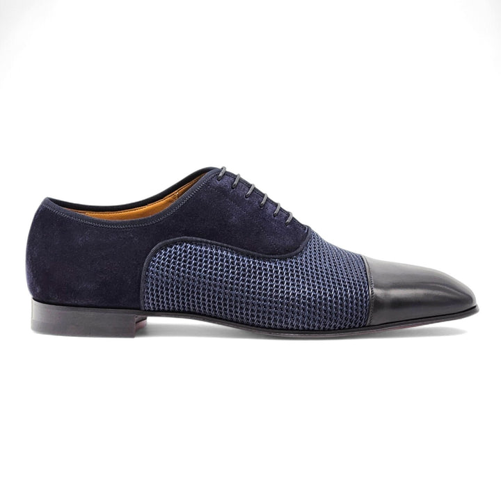 Christian Louboutin Greggo Leather and Suede Oxford Shoes Blue EU 45 US 12