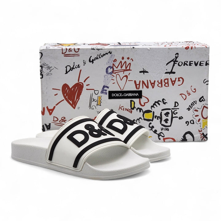 Dolce & Gabbana Logo Saint Barth Rubber Pool Slides White EU 39 US 9