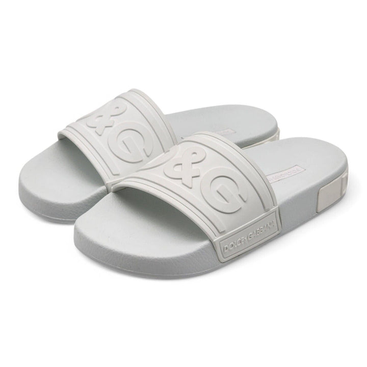 Dolce & Gabbana DG Logo Beachwear Women's Rubber Slides in White EU 36 US 6 NWB