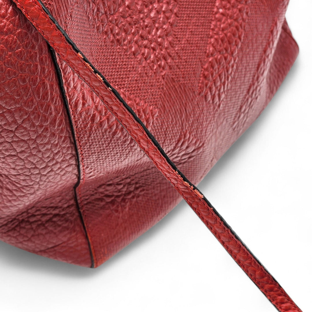 Burberry Canterbury Leather Shoulder Bag Tote in red