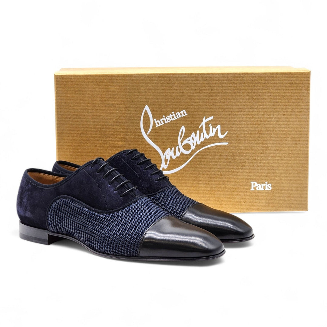 Christian Louboutin Greggo Leather and Suede Oxford Shoes Blue EU 42 US 9