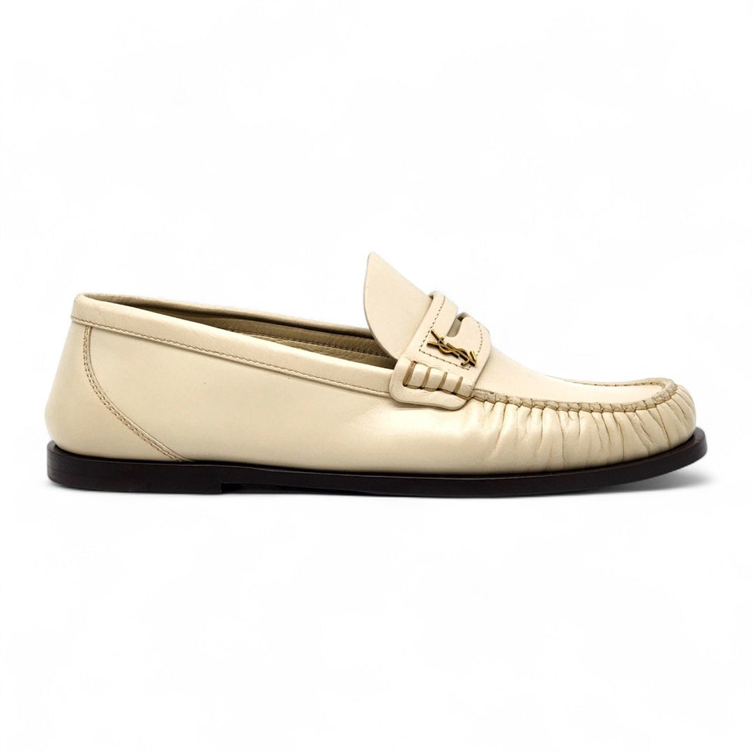 Saint Laurent Le Loafer YSL Monogram Leather Loafers White EU 40 US 10