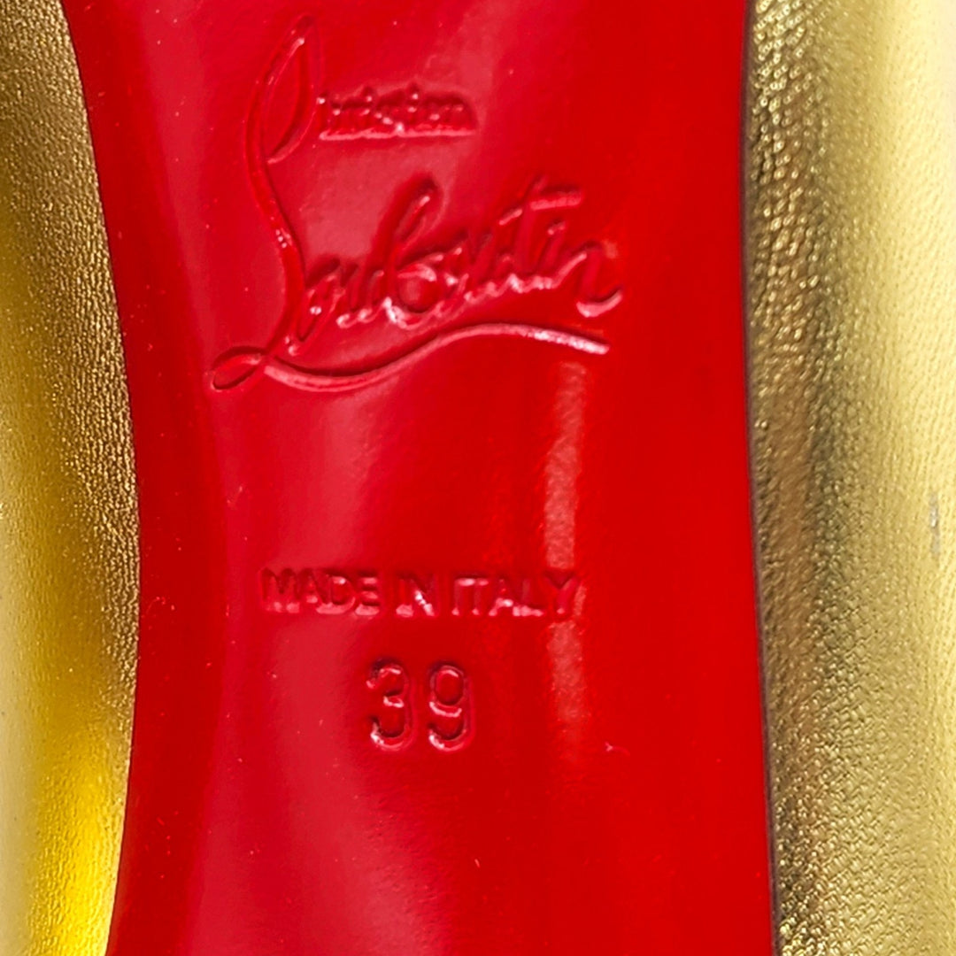 Christian Louboutin Hot Chick Patent Leather Pumps Metallic Gold EU 39 US 8.5