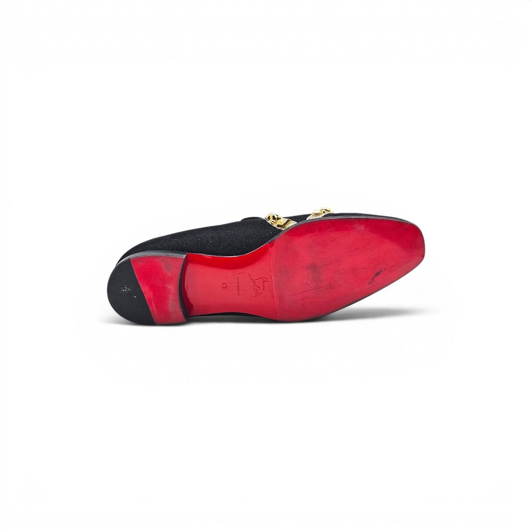 Christian Louboutin Love Met Men's Lurex Loafers Black Embellished EU 43 US 10