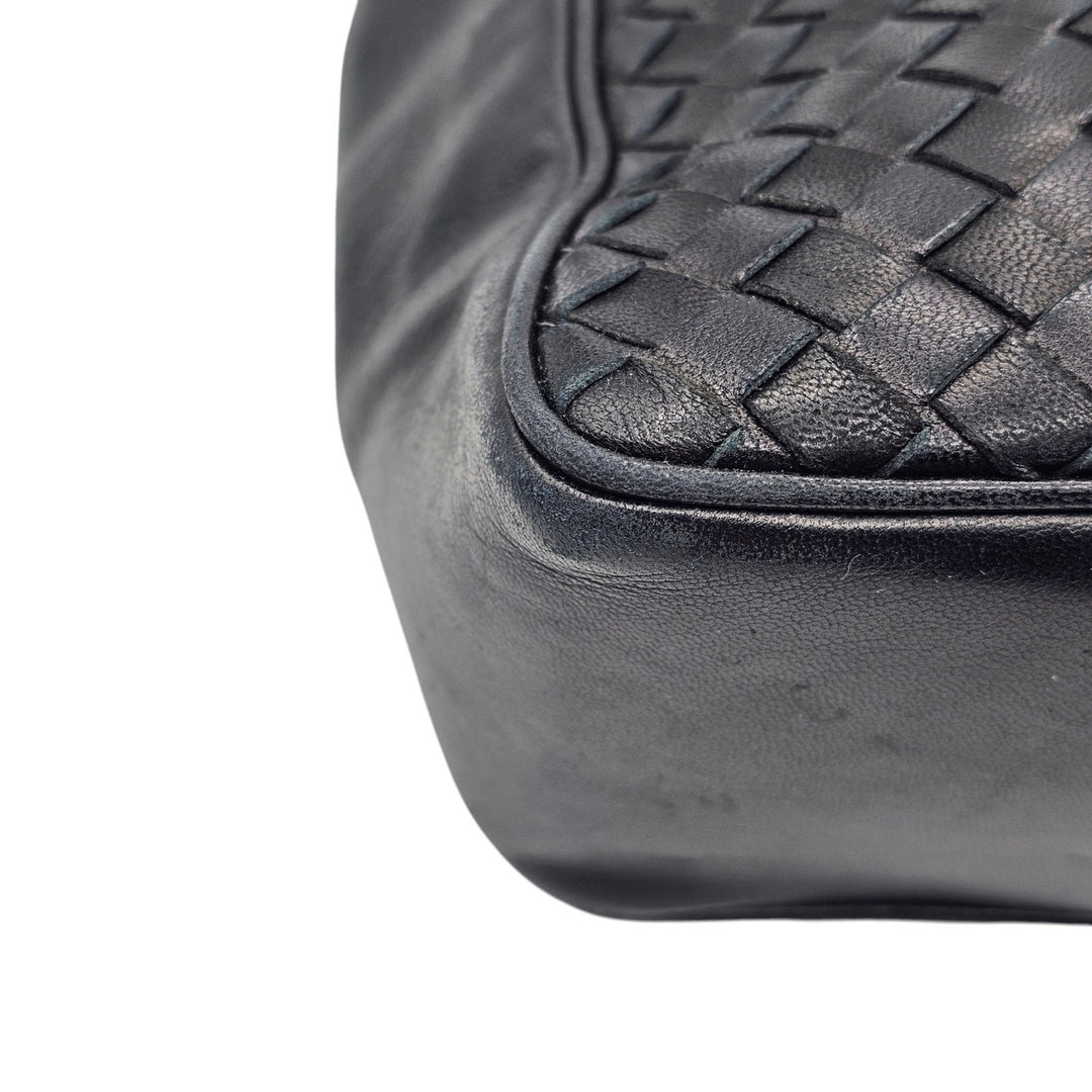 Bottega Veneta Small Tote Bag Black Nappa Leather Intrecciato Parachute Woven