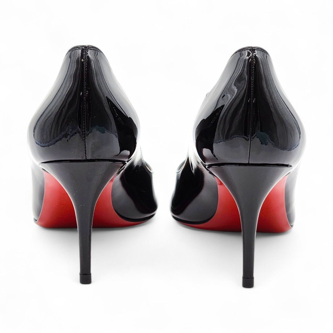 Christian Louboutin Hot Chick Patent Leather Kitten Heel Pumps Black