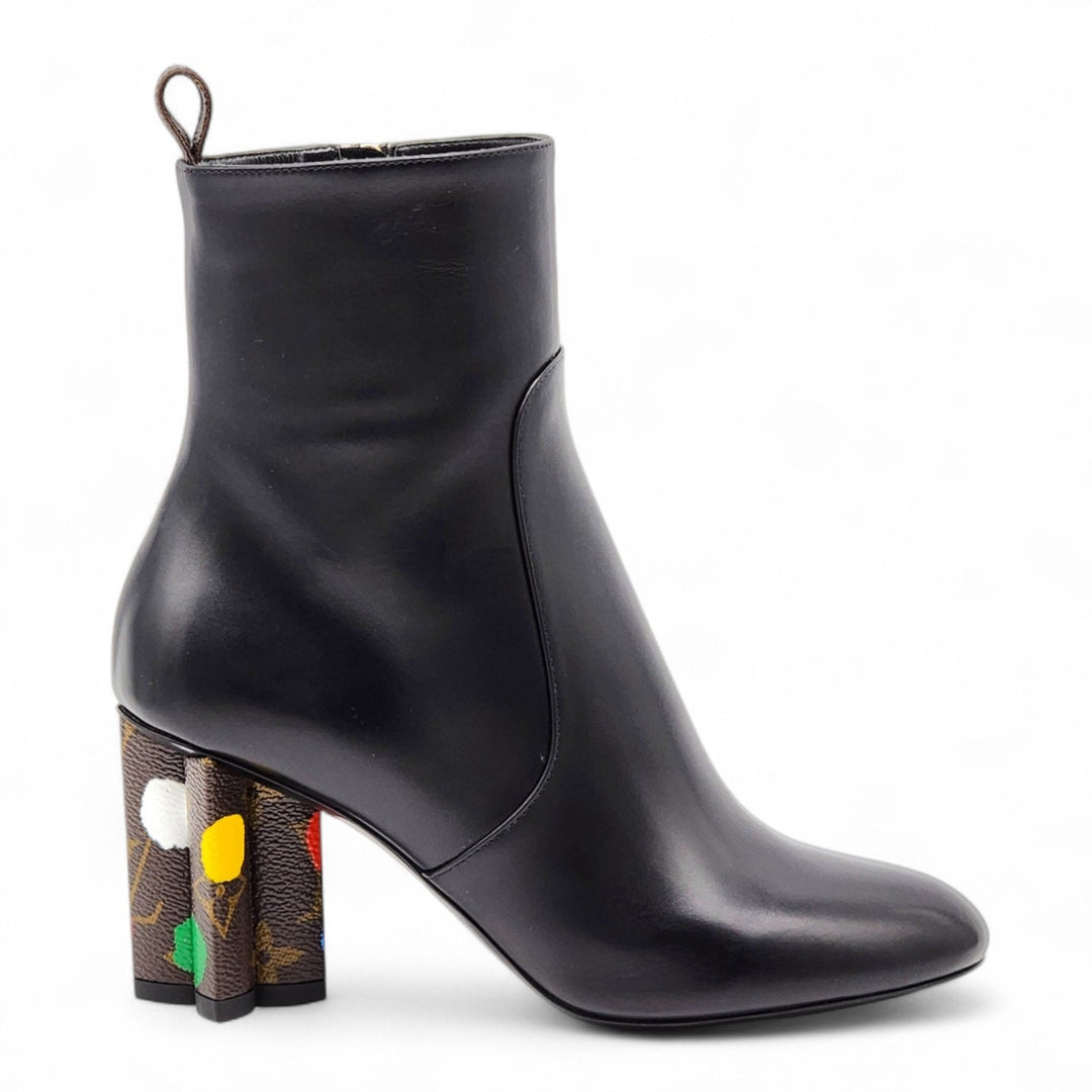 Louis Vuitton x Yayoi Kusama Ankle Leather Boots Black Monogram EU 35 US 5 - New