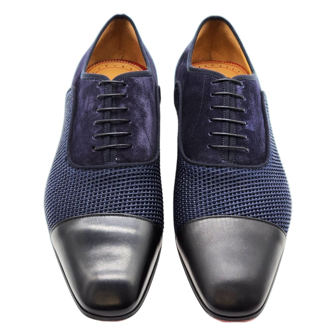 Christian Louboutin Greggo Leather and Suede Oxford Shoes Blue EU 44 US 11