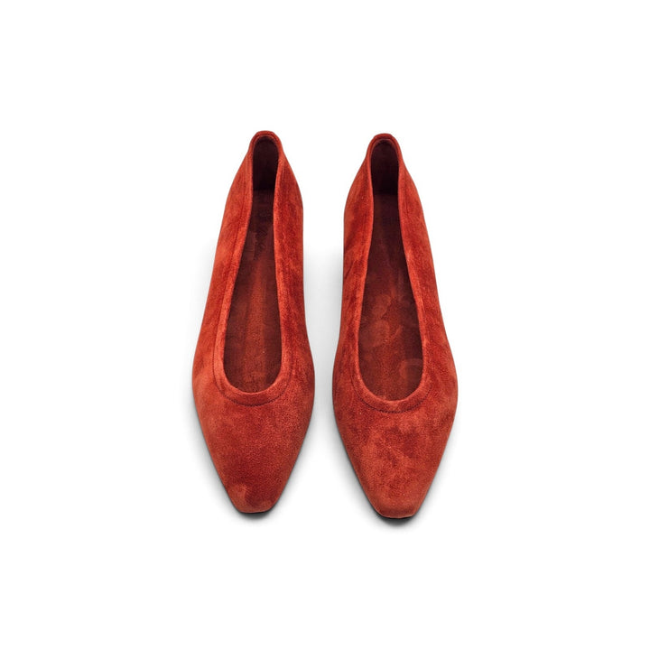 Loro Piana Primula Suede Tart Red Ballet Flats EU 37 US 7 Women - NWOB $1185