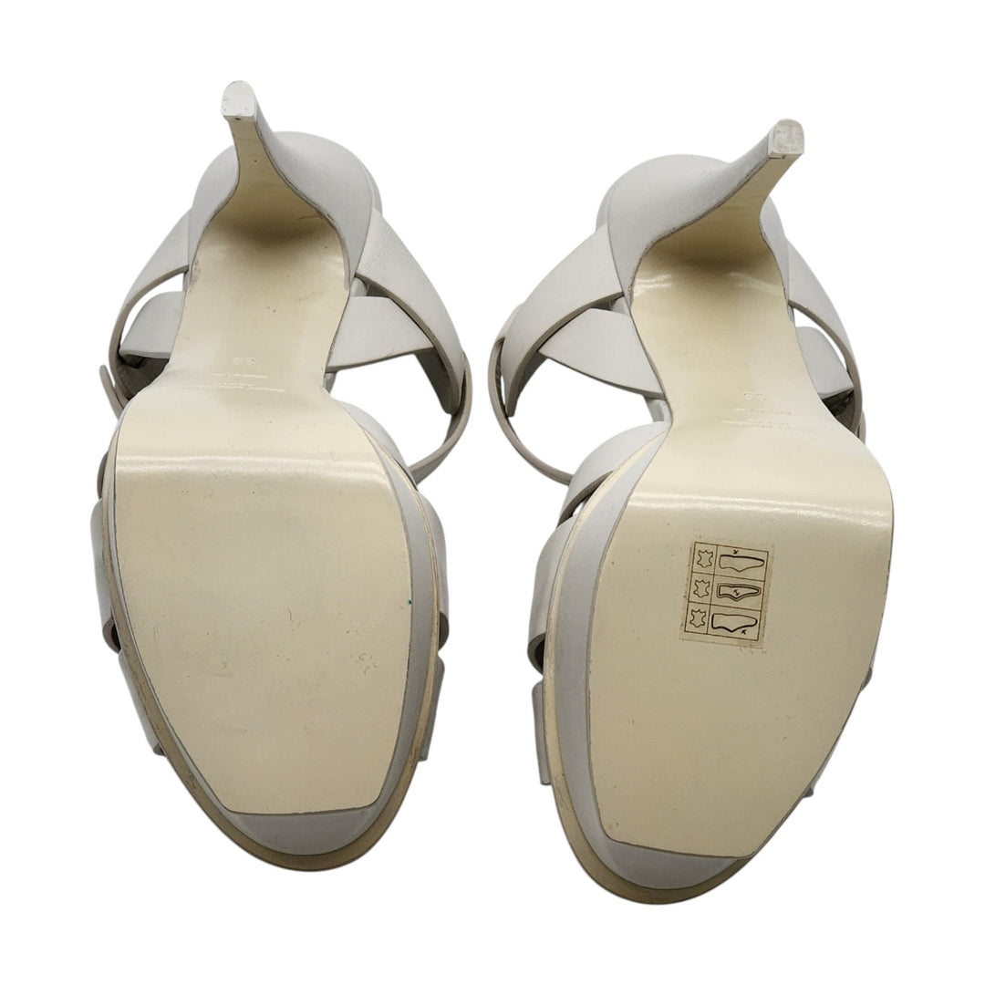 Saint Laurent Tribute Platform Leather Sandals Pumps White EU 39 US 8.5 - $1100