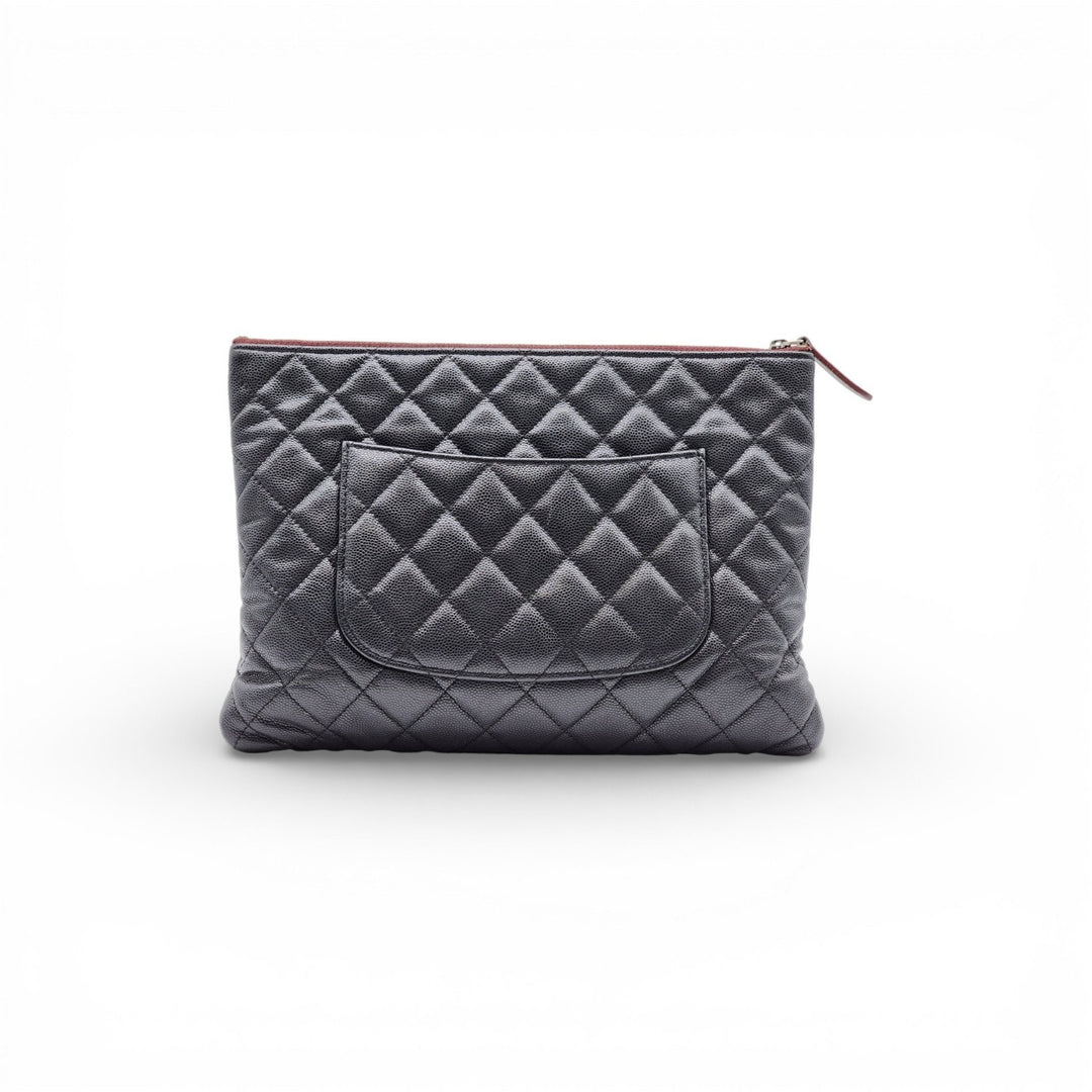 Chanel Quilted Leather O’Case Pouch Clutch Black Silver SHW 24-series