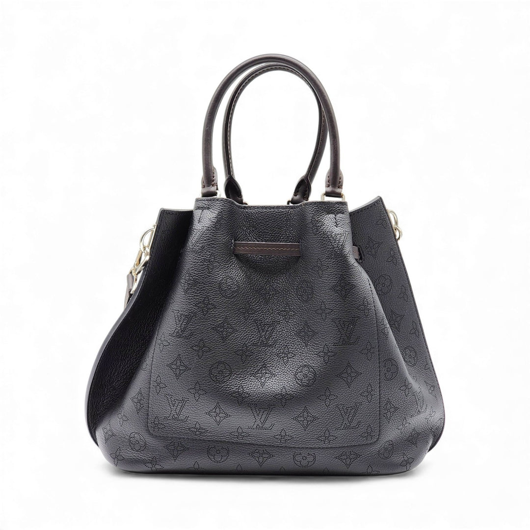 Louis Vuitton Girolata Mahina Leather Black Monogram Bucket Tote Bag - Preowned