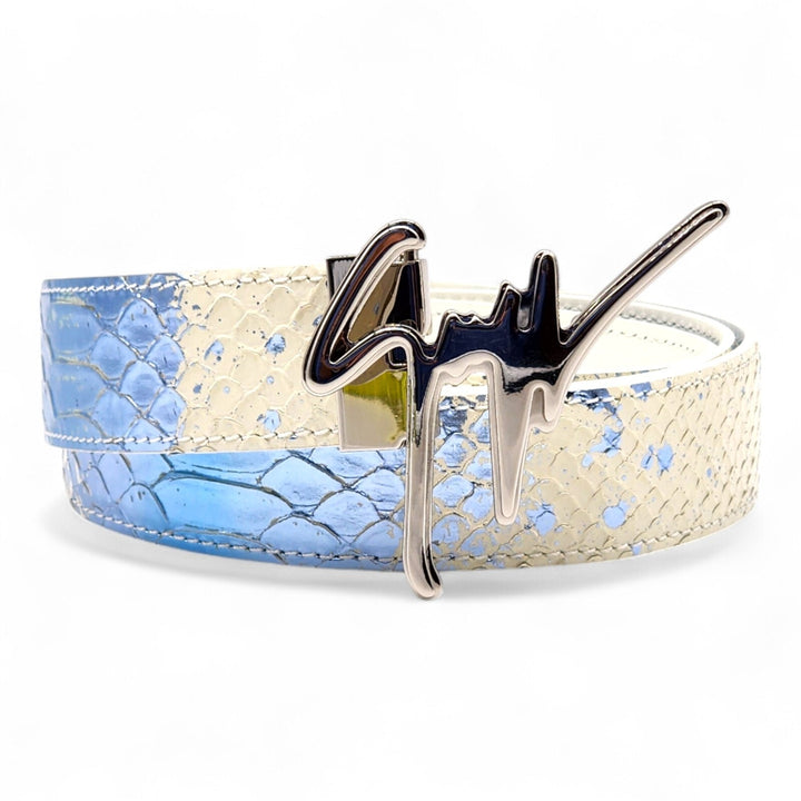 Giuseppe Zanotti Logo Crocodile Iridescent Leather Belt One Size