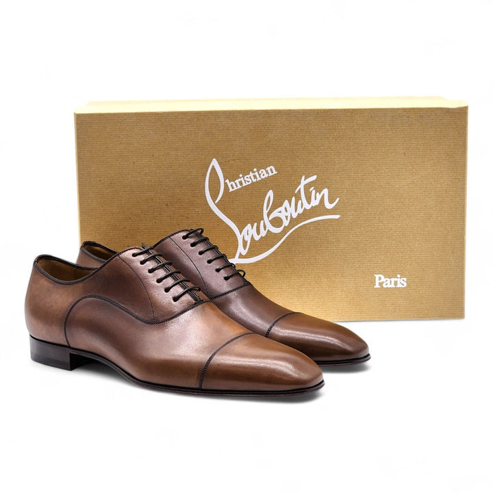 Christian Louboutin Greggo Leather Oxford Shoes Brown EU 41 US 8