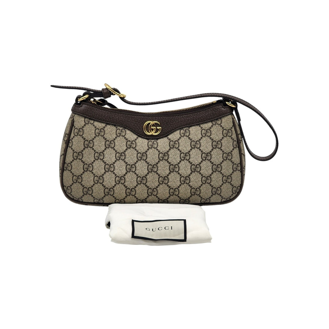 Gucci GG Supreme Monogram Small Ophidia Hobo Shoulder Bag Ebony Beige Brown