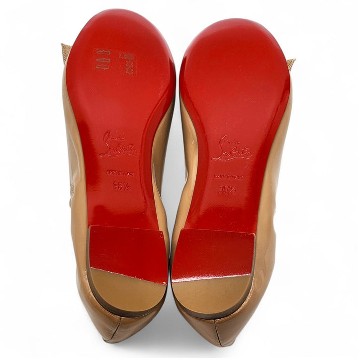 Christian Louboutin Gloriana Patent Leather Ballet Flats Nude EU 36.5 US 6