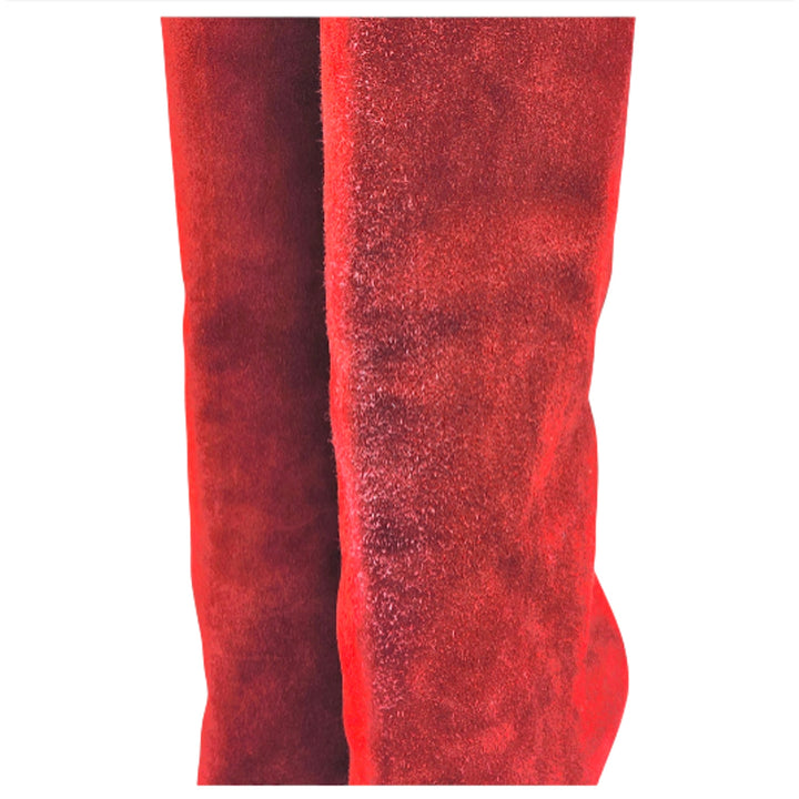 Christian Louboutin Vitish Suede Knee High Boots Red EU 35.5 US 5 - New $1950
